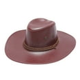 thumbnail image 1 of Duoif Cowboy Hats for Women Adult Sun Solid Fashion Cowboy Hat Leather Windproof Hat Hats for Men Wine, 1 of 2