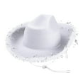 thumbnail image 1 of Duoif Cowboy Hats for Women, Women's Edge Cowboy Hat Trimmed Decorative Hat Western Cowboy Stylized Hat Cowgirl Hat White, 1 of 2