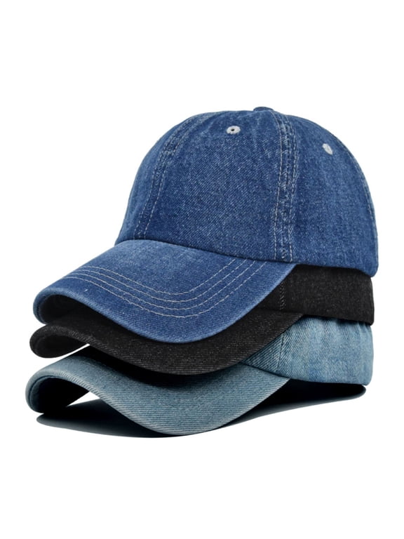 Denim Cap, Washed Cap, Solid Color Cap, Hat, Baseball Cap Navy