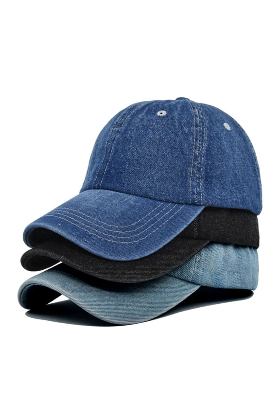 Denim Cap, Washed Cap, Solid Color Cap, Hat, Baseball Cap Navy