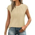 thumbnail image 1 of Duoif Dress Shirts for Women, Womens T Shirts Short Sleeve Pleated Casual Cap Sleeve Summer Tops Blouses Womens Tops Beige L, 1 of 9