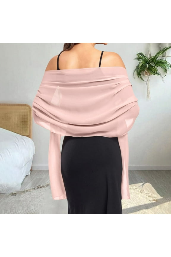 Elegant Shawls and Wraps, Evening Gown Shawl Women's Chiffon Shawl Wedding Shawl Formal Bride Bridesmaid Shawl Soft Scarf Shawl Wraps for Women Pink