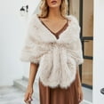 thumbnail image 1 of Duoif Elegant Shawls and Wraps, Women Winter Faux Scarf Wrap Collar Shruging for Lady Poncho for Dinner Party Wedding Shawl Beige, 1 of 9