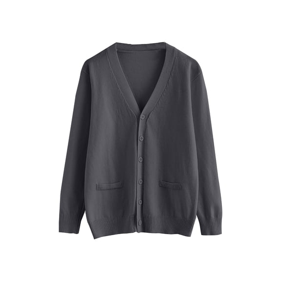 Duoif Fall Cardigans for Women, Women Autumn Winter Solid Cardigan Loose V Neck Knitted Sweater Outwear Womens Cardigan Grey2 M