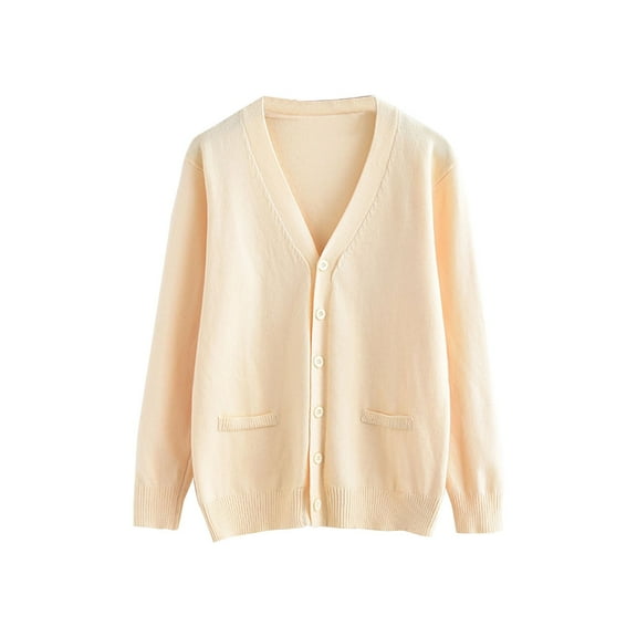 Duoif Fall Cardigans for Women, Women Autumn Winter Solid Cardigan Loose V Neck Knitted Sweater Outwear Womens Cardigan Yellow M