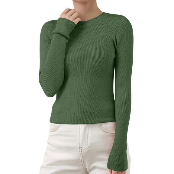 Duoif Fall Sweaters, Women's Autumn & Winter Pullover - Slim Fit Soft Knit Top Sweaters for Women Blackish Green XL