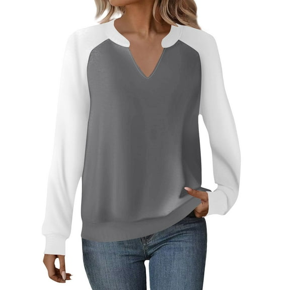 Duoif Fall Sweatshirts for Women Lapel Collar Oversized Sweatshirt - Women's Loose Casual Wear Womens Sweatshirt Grey L