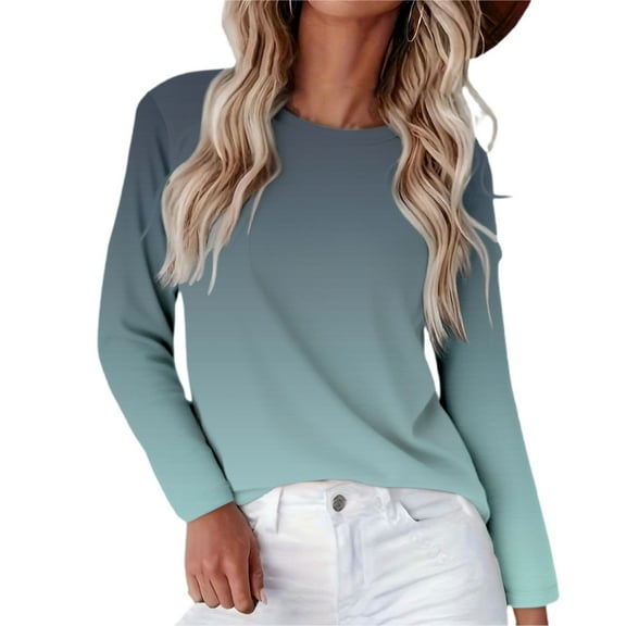 Duoif Fall Sweatshirts for Women, Women's Casual Long Sleeve T-Shirt - Loose Spring Summer Top Womens Sweatshirt Grey M