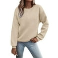 thumbnail image 1 of Duoif Fall Sweatshirts for Women, Women's Cute Crewneck Pullover - Oversized Fleece Winter Top Womens Sweatshirt Beige L, 1 of 8