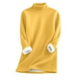 thumbnail image 1 of Duoif Fall Sweatshirts for Women, Women's Mock Neck Thermal Shirt - Winter Lined Fleece Pullover Womens Sweatshirt Light Yellow XXXL, 1 of 7