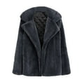 thumbnail image 1 of Duoif Faux Fur Coat Women Plush Coat Winter Thicken Warm Solid Overcoat Outercoat Fashion Cardigan Womens Winter Coats Grey L, 1 of 5