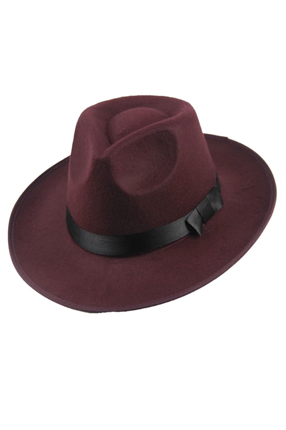 Fedora Hats for Men, Men Women Hard Wide Brim Panama Hat Autumn Vintage Cap Black Hats for Women Red1