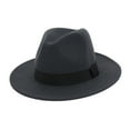 thumbnail image 1 of Duoif Fedora Hats for Men, Men Women Vintage Wide Hat with Belt Buckle Adjustable Outbacks Hats Hats for Women Dark Gray, 1 of 1