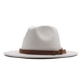 thumbnail image 1 of Duoif Fedora Hats for Women Belt Classic Hat Wool Wide Buckle Floppy Panama Hat Fedora Womens Caps Womens Hats White, 1 of 1