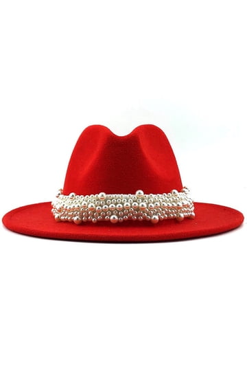 RED WOMAN’S STYLISH FEDORA HAT *NWT* Rancher | Womens Red Wide Brim Felt Fedora Hat – American  main image 3