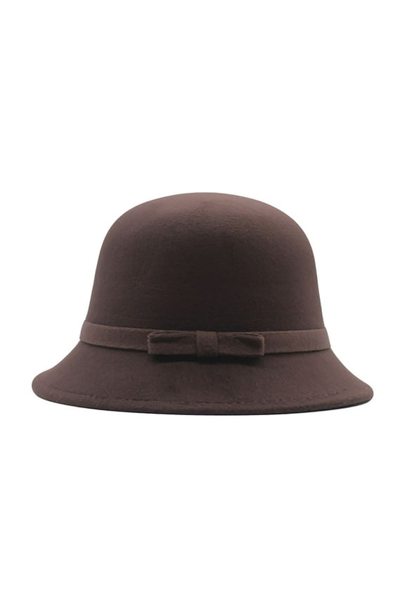 Felt Hats for Women, Womens 1920S Bucket Cloche Hat Winter Faux Wool Crushable Bowler Hat Vintage Cloche Round Hat Cloche Hats for Women Coffee