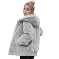 thumbnail image 1 of Duoif Fleece Jacket Women, Womens Fuzzy Lapel Open Front Long Cardigan Coat Faux Warm Winter Outwear Jackets for Women Grey XL, 1 of 4