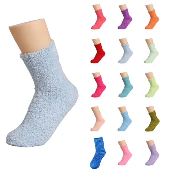 Duoif Fuzzy Socks Cozy Fluffy Soft Socks, Winter Sleep Slipper Hospital Winter Warm Plush Sleeping Christmas Socks 1 Pairs Purple 1