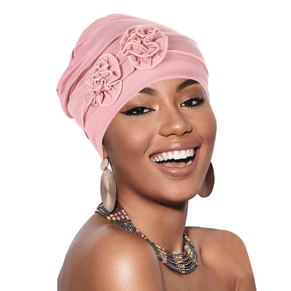 Duoif Hair Wraps for Women Bohemia Twisted Hair Cover Wrap Hat Pre-Tied Turbans for Women Fashion Braid Bonnet Pink