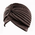 thumbnail image 1 of Duoif Hijab Turbans for Women 1 Stretch Turbans Pleated Headwraps Assorted Colors Head Hair Solid Head Coverings for Women Girls Sleeping Head Accessories Head Wraps for Women Brown, 1 of 3