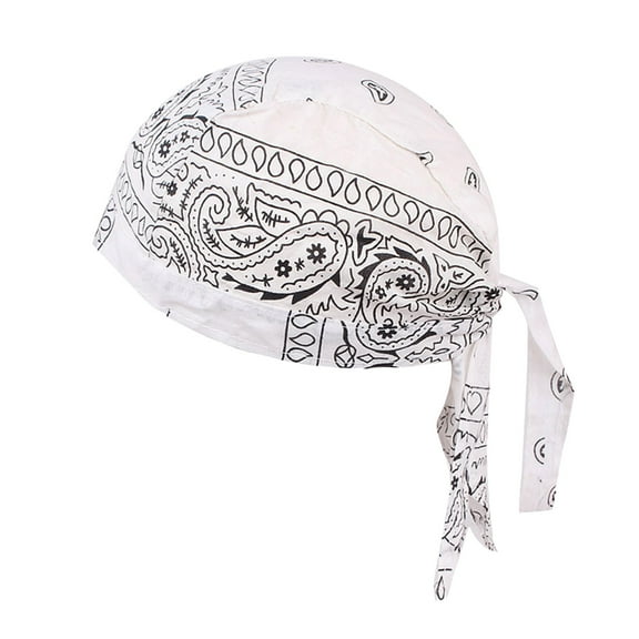 Duoif Hijab Turbans for Women, Men Women Cotton Cap Sweat Wicking Beanie Cap Bandanna Biker Head Wrap Quick Drying Hat Biker Head Wraps for Women White