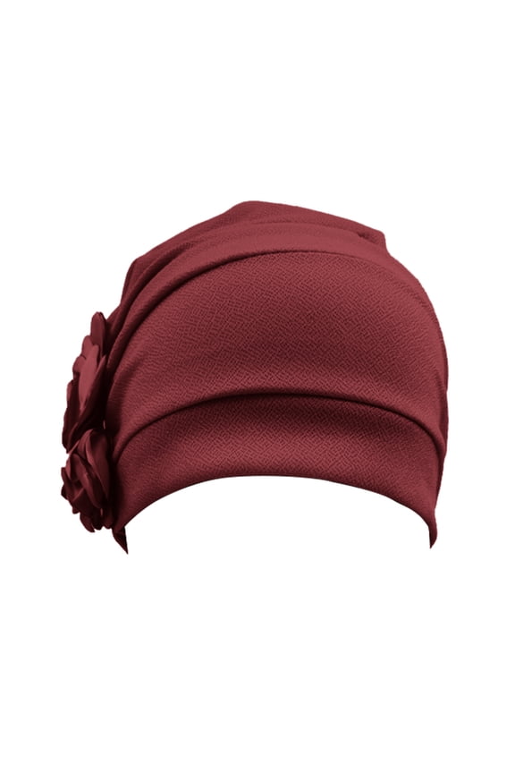 Hijab Turbans for Women Head Hat Cap Ethnic Pre Tied Braid Hair Cover Wrap Turban Headwear Hat Head Wraps for Women Wine