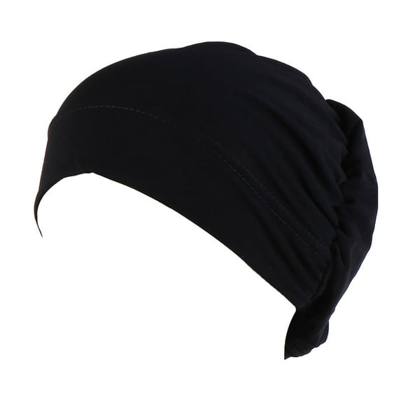 Duoif Hijab Turbans for Women, Women's Cotton Turban Sleep Cap Chemo Hats Headband Muslim Turban Scarf Soft Hair Cover Head Wraps for Women Black