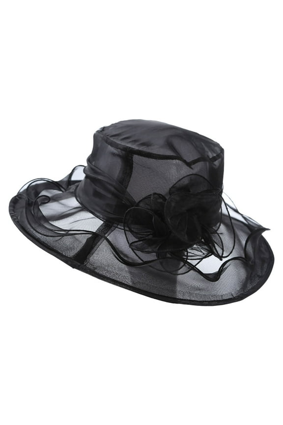 Kentucky Derby Hats for Women, Women's Headdress Hat Women's Wedding Hat Sun Hat Flower Beach Hat Tea Party Hats for Women Black