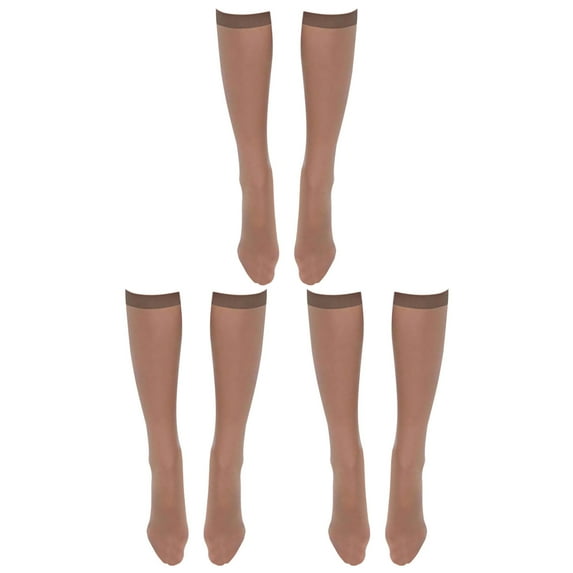 Duoif Knee High Stockings for Women 3 Pairs of Women's Silk Thigh High Socks Nylon Socks for Women's Party Tights Knee High Socks for Women Coffee