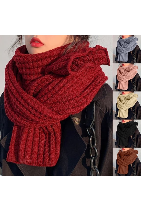 Knitted Scarf for Women Warm Shoulder Wrap Versatile Layering Accessory for Fall, Winter Red