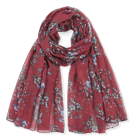 Duoif Lightweight Scarves, Women Scarf in Tie Paris Scarf Cape Printing Fashion Scarf Large Scarf for Women Wine