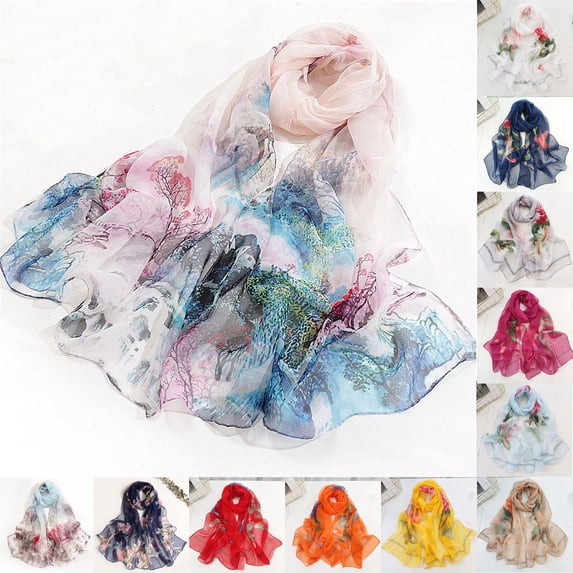 Duoif Lightweight Scarves for Women Elegant Floral Pattern Scarf Shawls Sunscreen Head Shawls Floral Scarf, Sunscreen Scarf, Women's Scarf, Shawl Red