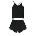 thumbnail image 1 of Duoif Lounge Sets for Women Satin Pajamas Women's Summer Short Sleeved Suspender Shorts Pajamas Suit Women's Home Clothes Womens Pajama Sets Sleepwear Black L, 1 of 3
