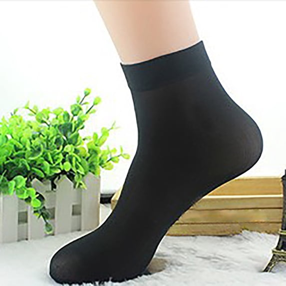 Duoif Men's Striped Silk Stockings Thin Breathable Mid Tube Under $5, Black One Size