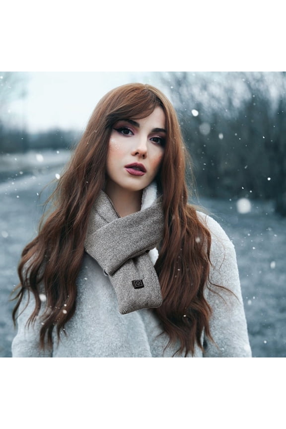 Neck Warmer, Intelligent Heating Scarf Usb Heating Warm Print Scarf Neck Cold Winter Warmth Scarf for Men Grey