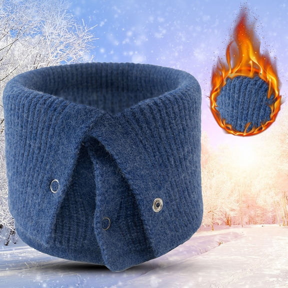 Duoif Neck Warmer, Neck Warm Mens Wool Bib Womens Scarf Winter Double Thick Knit Ring Unlimited Scarf Warm and Windproof Scarf Men Blue