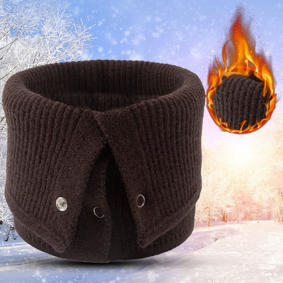 Duoif Neck Warmer, Neck Warm Mens Wool Bib Womens Scarf Winter Double Thick Knit Ring Unlimited Scarf Warm and Windproof Scarf Men Coffee