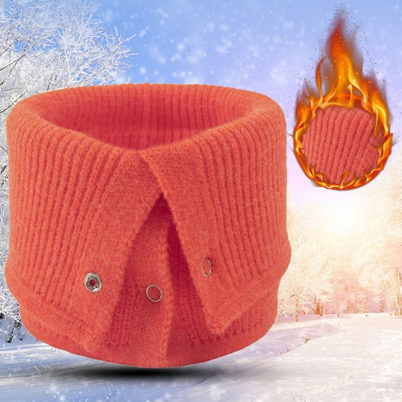 Duoif Neck Warmer, Neck Warm Mens Wool Bib Womens Scarf Winter Double Thick Knit Ring Unlimited Scarf Warm and Windproof Scarf Men Orange