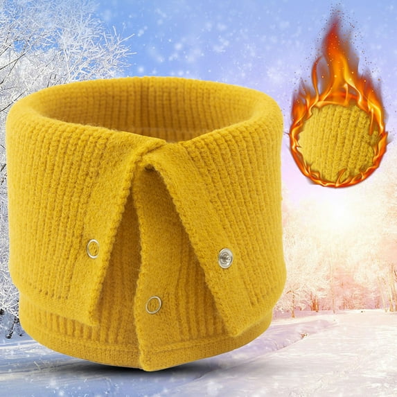 Duoif Neck Warmer, Neck Warm Mens Wool Bib Womens Scarf Winter Double Thick Knit Ring Unlimited Scarf Warm and Windproof Scarf Men Yellow