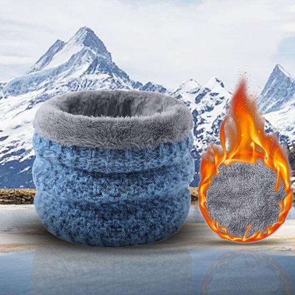 Duoif Neck Warmer, Neck Warm Mens Wool Bib Womens Scarf Winter Double Thick Knit Ring Unlimited Scarf Warm and Windproof Scarf for Women Blue