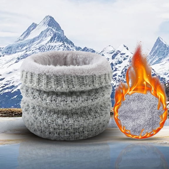 Duoif Neck Warmer, Neck Warm Mens Wool Bib Womens Scarf Winter Double Thick Knit Ring Unlimited Scarf Warm and Windproof Scarf for Women Grey