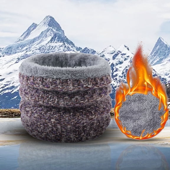 Duoif Neck Warmer, Neck Warm Mens Wool Bib Womens Scarf Winter Double Thick Knit Ring Unlimited Scarf Warm and Windproof Scarf for Women Purple