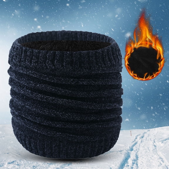 Duoif Neck Warmer, Neck Warmer Men Neck Gaiter Women Scarf Winter Double Layer Thick Knit Circle Loop Scarf Warm Windproof Scarf Men Navy
