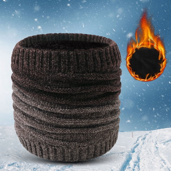 Duoif Neck Warmer, Neck Warmer Men Neck Gaiter Women Scarf Winter Double Layer Thick Knit Circle Loop Scarf Warm Windproof Scarf for Women Coffee
