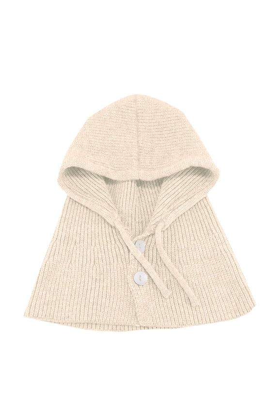 Neck Warmer, Winter Hat Warm Hat Scarf Integrated Knitted Hat Woolen Hat Scarf for Women Beige M