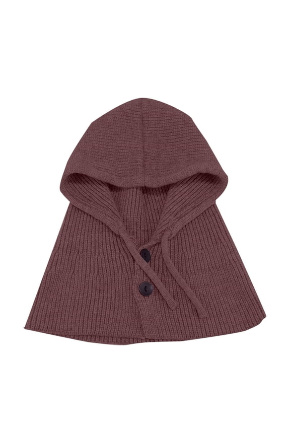 Neck Warmer, Winter Hat Warm Hat Scarf Integrated Knitted Hat Woolen Hat Scarf for Women Coffee M