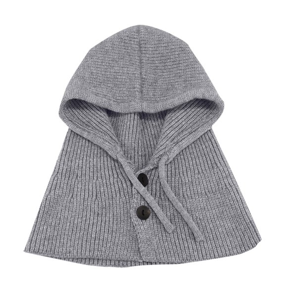 Duoif Neck Warmer, Winter Hat Warm Hat Scarf Integrated Knitted Hat Woolen Hat Scarf for Women Grey M
