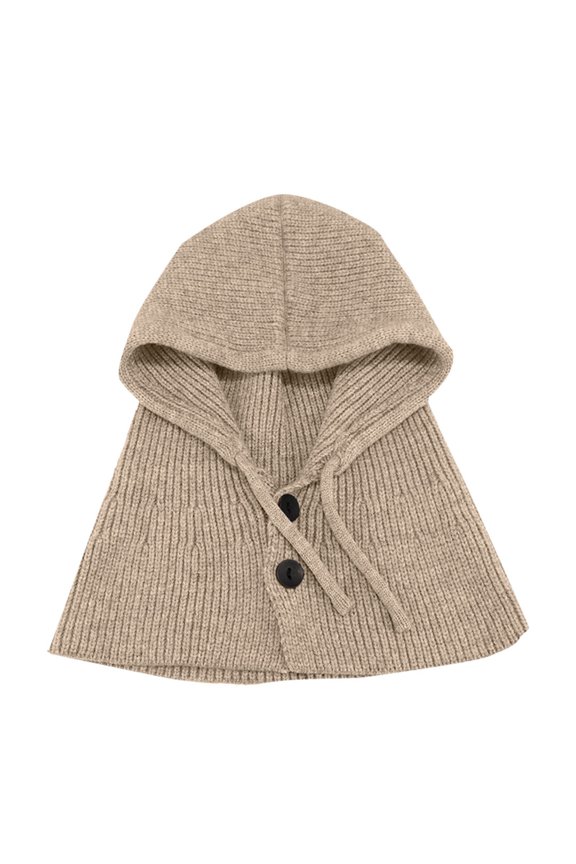 Neck Warmer, Winter Hat Warm Hat Scarf Integrated Knitted Hat Woolen Hat Scarf for Women Khaki M