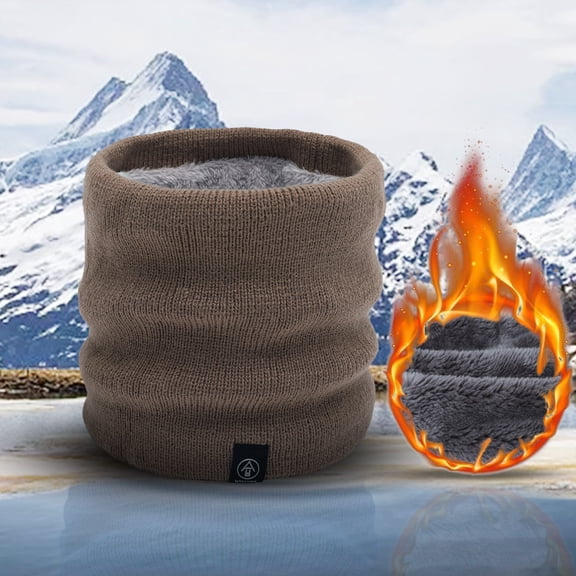 Duoif Neck Warmer, Winter Woolen Collar Warm Women Ski Scarf Cold Weather Men Knit Bib Double Bib Scarf for Men Khaki