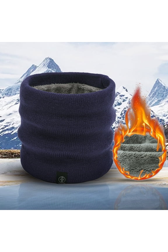 Neck Warmer, Winter Woolen Collar Warm Women Ski Scarf Cold Weather Men Knit Bib Double Bib Scarf for Men Navy